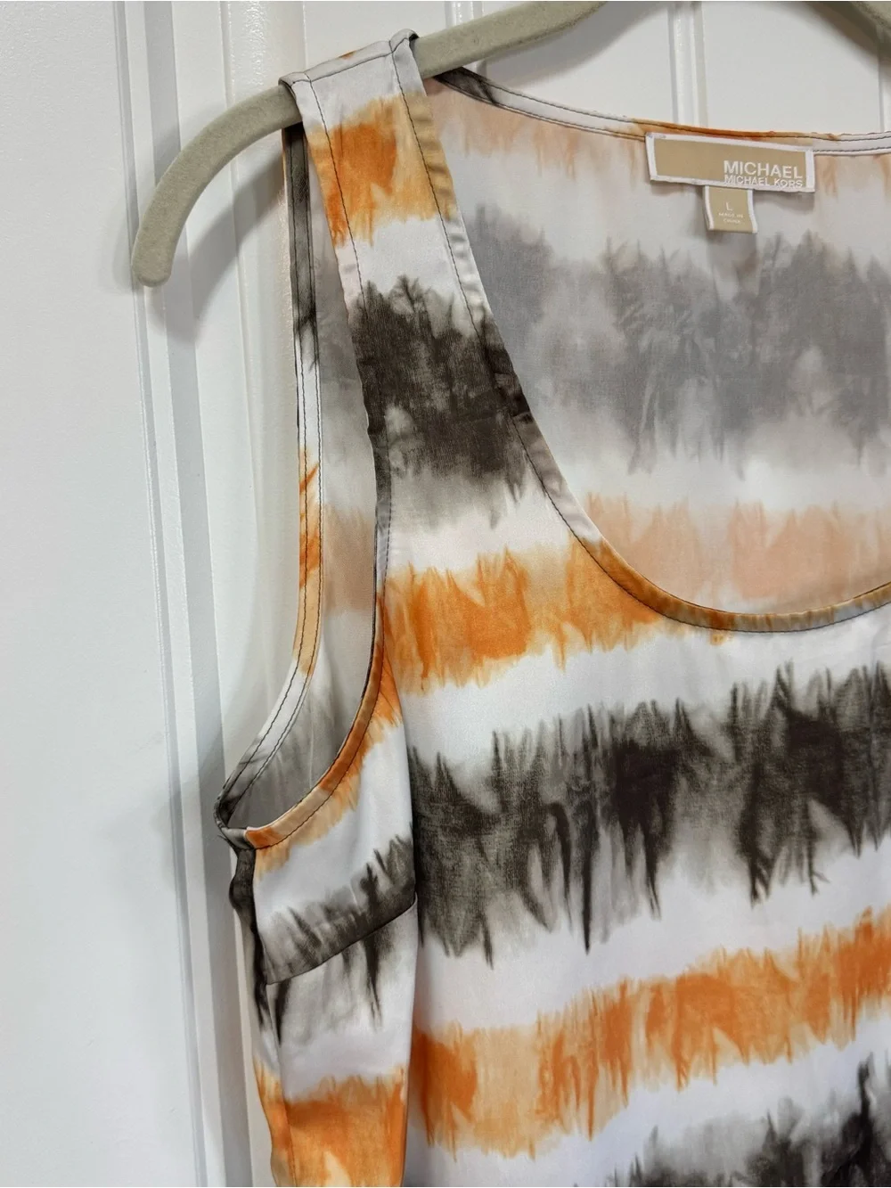Michael Kors Women’s Sleeveless Tie Dye Tank Top Size L Chiffon Multi Boho Flowy